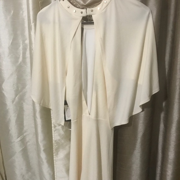 ABS by Allen Schwartz Studded Neck Cape Dress M - Picture 5 of 8